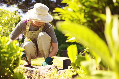 Professional landscapers working on a Barkingside garden design project